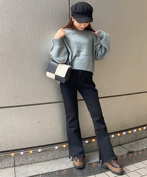 FREE'S MART(フリーズマート)の「◇杢ストレッチ総針配色ステッチニット(ニット/セーター・レディース・ブルー/ベージュ/ホワイト/ブラック・FREE)」の15枚目の写真