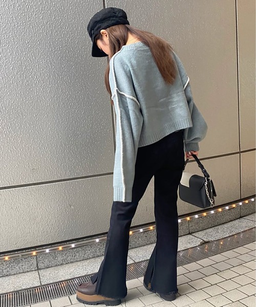 FREE'S MART(フリーズマート)の「◇杢ストレッチ総針配色ステッチニット(ニット/セーター・レディース・ブルー/ベージュ/ホワイト/ブラック・FREE)」の17枚目の写真