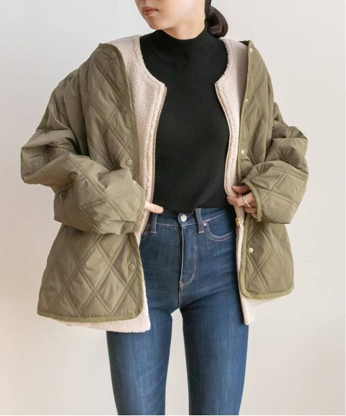 RANDA（ランダ）の「キルティング×ボア3WAYブルゾン（ブルゾン・レディース・クリーム/カーキ/ベージュ・FREE）」の13枚目の写真