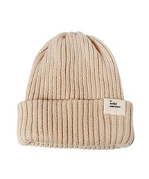 14+ | リブ編みタグ付きニット(ニットキャップ/ビーニー)