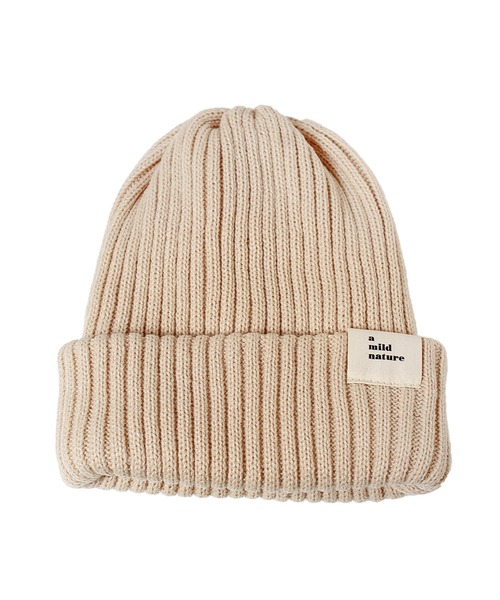 14+（イチヨンプラス）の「リブ編みタグ付きニット（ニットキャップ