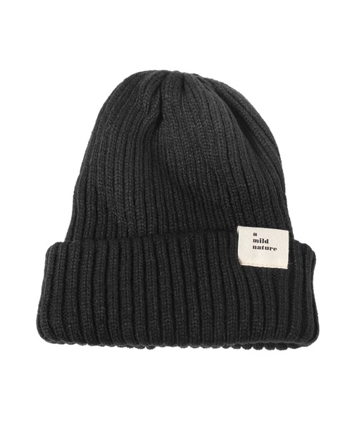 14+（イチヨンプラス）の「リブ編みタグ付きニット（ニットキャップ/ビーニー・レディース・ベージュ/ブラック/ネイビー/グレー・FREE）」の2枚目の写真