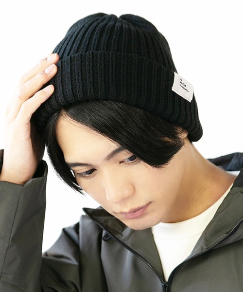 14+（イチヨンプラス）の「リブ編みタグ付きニット（ニットキャップ/ビーニー・レディース・ベージュ/ブラック/ネイビー/グレー・FREE）」の15枚目の写真