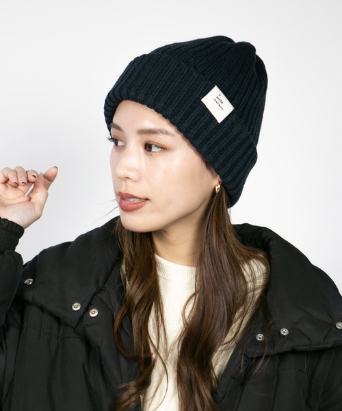 14+（イチヨンプラス）の「リブ編みタグ付きニット（ニットキャップ/ビーニー・レディース・ベージュ/ブラック/ネイビー/グレー・FREE）」の8枚目の写真