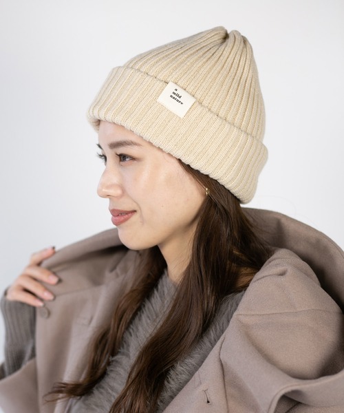 14+（イチヨンプラス）の「リブ編みタグ付きニット（ニットキャップ
