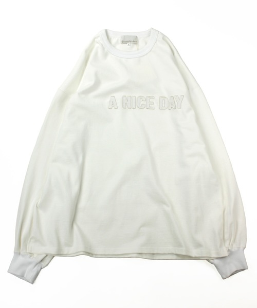 Universal Style Wear(ユニバーサルスタイルウェア)の「Universal Style Wear カットワーク ロゴ Tee(Tシャツ/カットソー・メンズ・スミクロ/グレイッシュベージュ/ライトカーキ/オフホワイト・MEDIUM/LARGE/X-LARGE)」の14枚目の写真