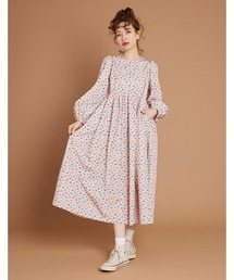 Flower print nylon long dress