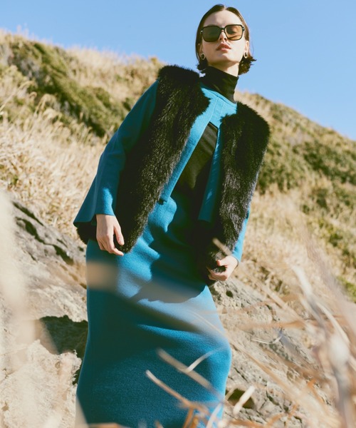 Happy John（ハッピージョン）の「slit knit skirt/スリットニットスカート（スカート・レディース・ブルー/ブラック・FREE）」の12枚目の写真