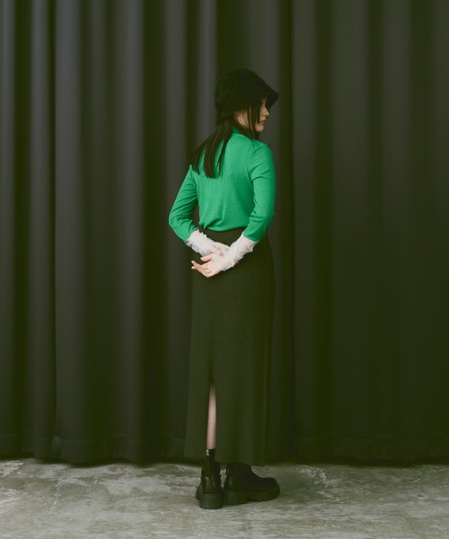 Happy John（ハッピージョン）の「slit knit skirt/スリットニットスカート（スカート・レディース・ブルー/ブラック・FREE）」の19枚目の写真