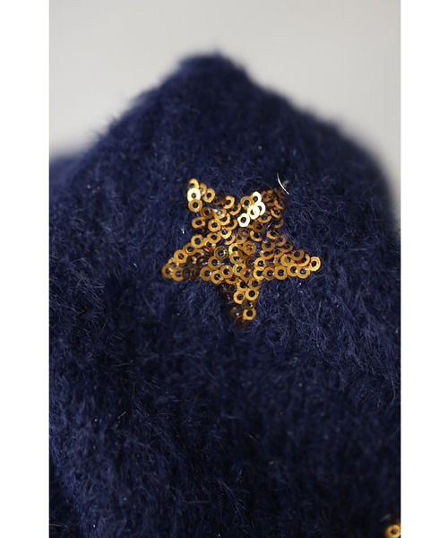 ニット セーター 夜空に浮かぶ回転木馬の刺繍ニットプルオーバーネイビートップス レディース 夜空に浮かぶ回転木馬の刺繍ニットプルオーバーネイビートップス