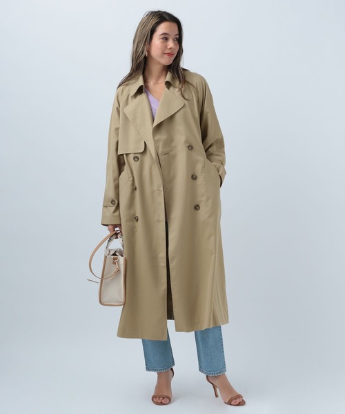 BAYFLOW（ベイフロー）の「ロングトレンチコート（トレンチコート・レディース・ネイビー/ベージュ・SMALL/MEDIUM）」の3枚目の写真