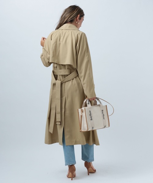 BAYFLOW（ベイフロー）の「ロングトレンチコート（トレンチコート・レディース・ネイビー/ベージュ・SMALL/MEDIUM）」の5枚目の写真