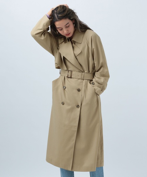 BAYFLOW（ベイフロー）の「ロングトレンチコート（トレンチコート・レディース・ネイビー/ベージュ・SMALL/MEDIUM）」の6枚目の写真