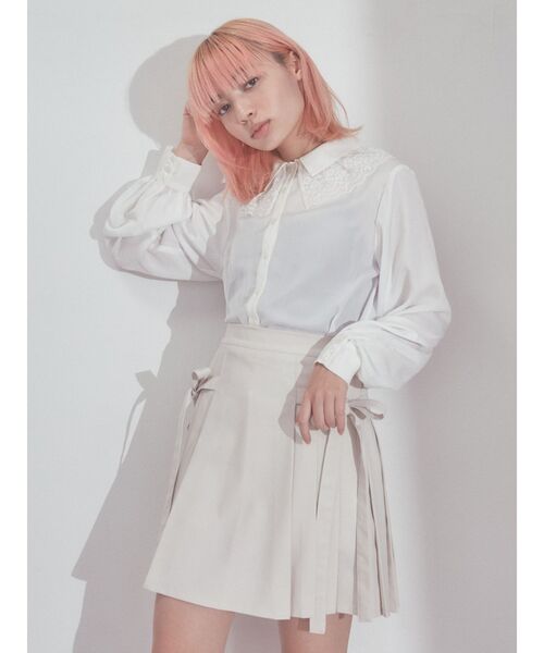 merry jenny（メリージェニー）の「satinレースカラーフレアチュニック（チュニック・レディース・ブラック/オフホワイト/クリーム・FREE）」の5枚目の写真