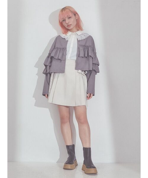 merry jenny（メリージェニー）の「satinレースカラーフレアチュニック（チュニック・レディース・ブラック/オフホワイト/クリーム・FREE）」の12枚目の写真