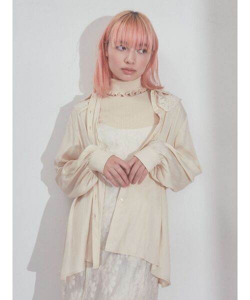 merry jenny（メリージェニー）の「satinレースカラーフレアチュニック（チュニック・レディース・ブラック/オフホワイト/クリーム・FREE）」の13枚目の写真