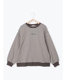 Samansa Mos2 | ロゴ刺繍ボーダー裏毛スウェット(ニット/セーター)