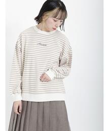 Samansa Mos2 | ロゴ刺繍ボーダー裏毛スウェット(ニット/セーター)