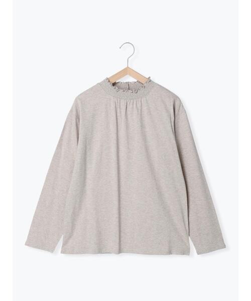 Samansa Mos2（サマンサ モスモス）の「襟スモッキングカットソー（Tシャツ/カットソー・レディース・オフホワイト/ブラック/ベージュ/ミント・ﾌﾘ-）」の4枚目の写真