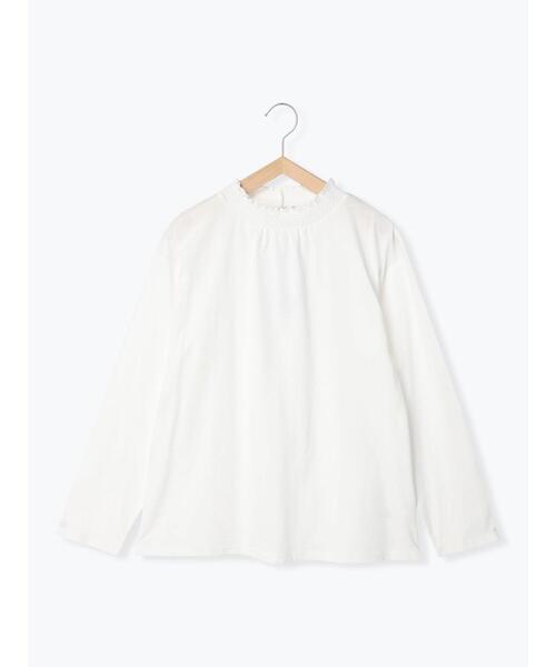 Samansa Mos2（サマンサ モスモス）の「襟スモッキングカットソー（Tシャツ/カットソー・レディース・オフホワイト/ブラック/ベージュ/ミント・ﾌﾘ-）」の2枚目の写真