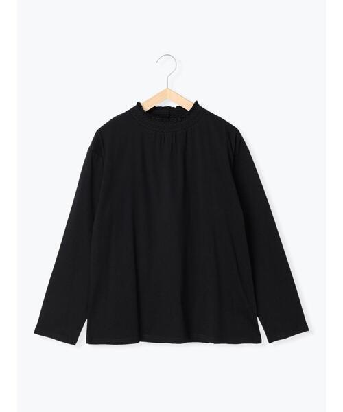 Samansa Mos2（サマンサ モスモス）の「襟スモッキングカットソー（Tシャツ/カットソー・レディース・オフホワイト/ブラック/ベージュ/ミント・ﾌﾘ-）」の3枚目の写真