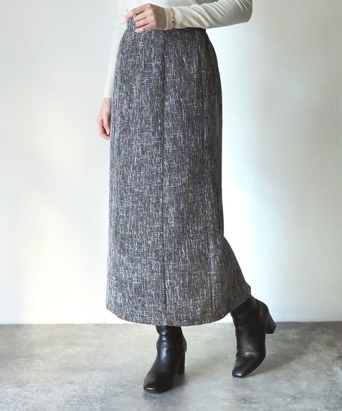 Riberry（リベリー）の「【セットアップ可】ツイードロングタイトスカート（スカート・レディース・ブラック/グリーン/アイボリー・FREE）」の5枚目の写真