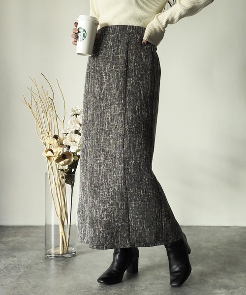 Riberry（リベリー）の「【セットアップ可】ツイードロングタイトスカート（スカート・レディース・ブラック/グリーン/アイボリー・FREE）」の18枚目の写真