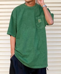 《JaVa ジャバコラボ》古着風ストリートMIX。綿100%ヘヴィーウエイト胸ポケピグメントTシャツ