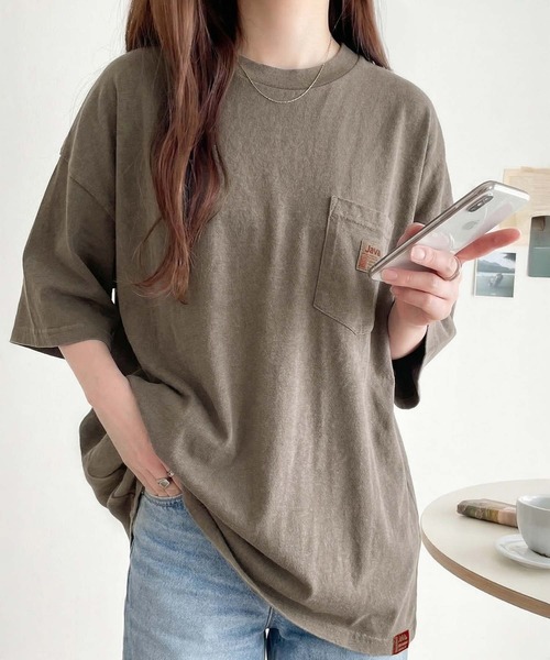 Java(ジャバ)の「《JaVa ジャバコラボ》古着風ストリートMIX。綿100%ヘヴィーウエイト胸ポケピグメントTシャツ(Tシャツ/カットソー・メンズ・イエロー/ブルー/オフホワイト/グリーン/インディゴブルー/ブラック/ブラウン/ボルドー・SMALL/MEDIUM/X-LARGE/LARGE)」の19枚目の写真