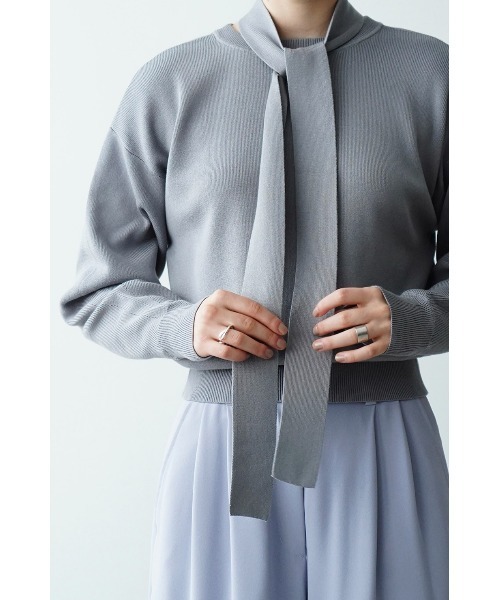 セール】W FACE NECK RIBBON KNIT TOPS（ニット/セーター）｜CLANE