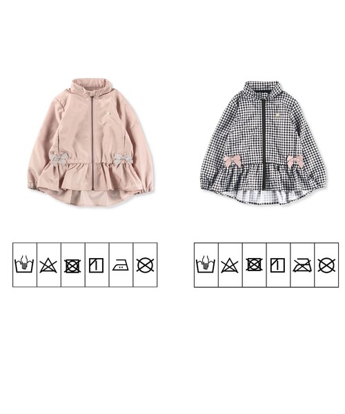 BRANSHES（ブランシェス）の「【撥水加工】裾フリルウィンドブレーカー（ナイロンジャケット・キッズ・ピンク/ブラック・90/100/110/120/130/140/150）」の8枚目の写真