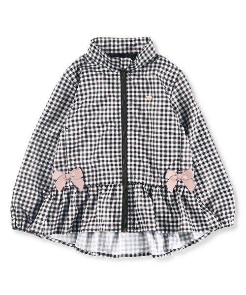 BRANSHES（ブランシェス）の「【撥水加工】裾フリルウィンドブレーカー（ナイロンジャケット・キッズ・ピンク/ブラック・90/100/110/120/130/140/150）」の9枚目の写真
