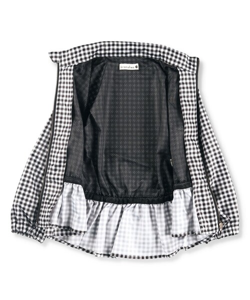 BRANSHES（ブランシェス）の「【撥水加工】裾フリルウィンドブレーカー（ナイロンジャケット・キッズ・ピンク/ブラック・90/100/110/120/130/140/150）」の11枚目の写真