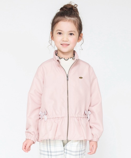 BRANSHES（ブランシェス）の「【撥水加工】裾フリルウィンドブレーカー（ナイロンジャケット・キッズ・ピンク/ブラック・90/100/110/120/130/140/150）」の2枚目の写真