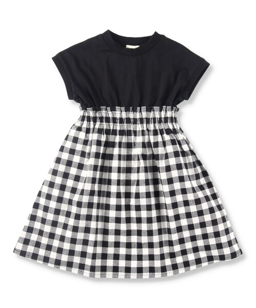 BRANSHES（ブランシェス）の「【WEB限定】ギンガムチェックドッキングワンピース（ワンピース・キッズ・ブラック/オフホワイト・100/110/120/130/140/150）」の12枚目の写真