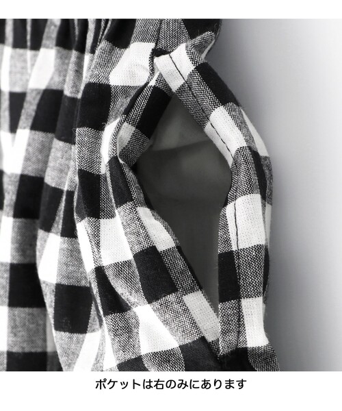 BRANSHES（ブランシェス）の「【WEB限定】ギンガムチェックドッキングワンピース（ワンピース・キッズ・ブラック/オフホワイト・100/110/120/130/140/150）」の7枚目の写真