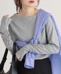 atONE ボートネック指空き長袖Tシャツ