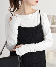 atONE ボートネック指空き長袖Tシャツ