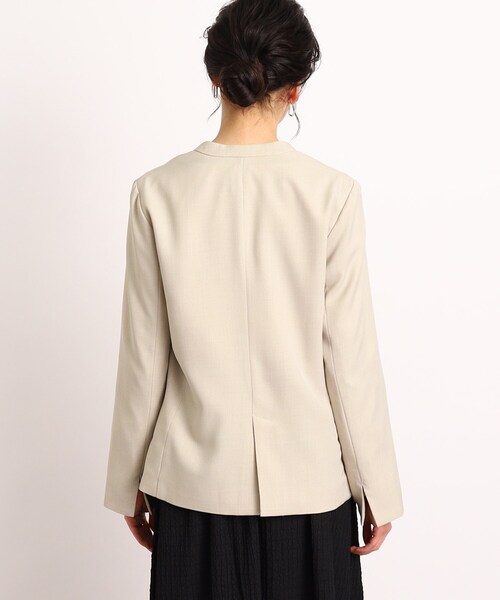 DRESKIP(ドレスキップ)の「◆【セットアップ可能/洗える】ツイルノ-カラージャケット(ノーカラージャケット・レディース・サンドベージュ/ブラック・02/03/04)」の5枚目の写真