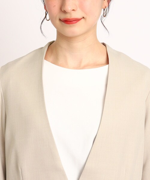 DRESKIP(ドレスキップ)の「◆【セットアップ可能/洗える】ツイルノ-カラージャケット(ノーカラージャケット・レディース・サンドベージュ/ブラック・02/03/04)」の6枚目の写真