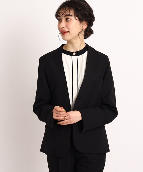 DRESKIP(ドレスキップ)の「◆【セットアップ可能/洗える】ツイルノ-カラージャケット(ノーカラージャケット・レディース・サンドベージュ/ブラック・02/03/04)」の12枚目の写真