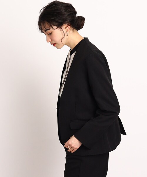 DRESKIP(ドレスキップ)の「◆【セットアップ可能/洗える】ツイルノ-カラージャケット(ノーカラージャケット・レディース・サンドベージュ/ブラック・02/03/04)」の13枚目の写真