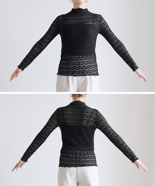 reca（レカ）の「【オンオフ問わず着れる！】シアーフラワーレーストップス（シャツ/ブラウス・レディース・ブラック/オフホワイト/ブラック系その他/ホワイト系その他/ベージュ系その他・FREE）」の7枚目の写真