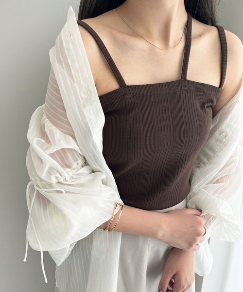 GeeRA（ジーラ）の「2WAY3ストラップランダムリブキャミソール（キャミソール・レディース・グレー/ブラウン/ブラック/アイボリー・SMALL/MEDIUM/LARGE/X-LARGE）」の4枚目の写真