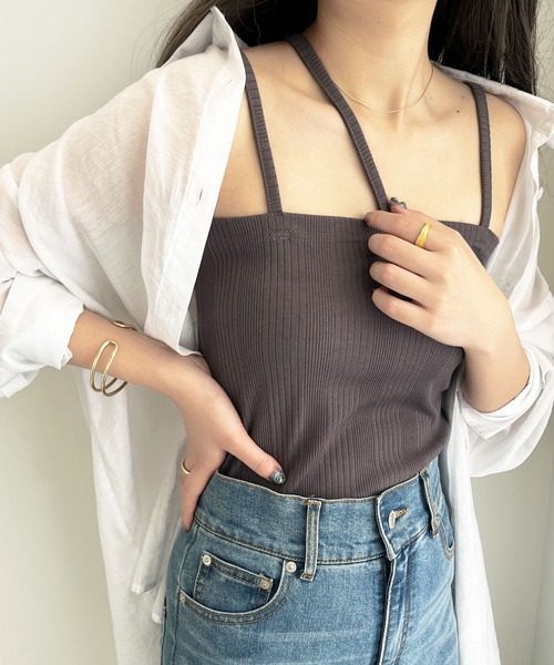 GeeRA（ジーラ）の「2WAY3ストラップランダムリブキャミソール（キャミソール・レディース・グレー/ブラウン/ブラック/アイボリー・SMALL/MEDIUM/LARGE/X-LARGE）」の3枚目の写真