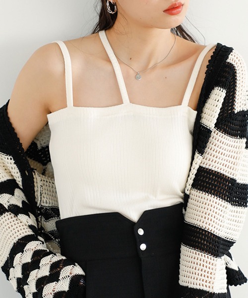 GeeRA（ジーラ）の「2WAY3ストラップランダムリブキャミソール（キャミソール・レディース・グレー/ブラウン/ブラック/アイボリー・SMALL/MEDIUM/LARGE/X-LARGE）」の6枚目の写真