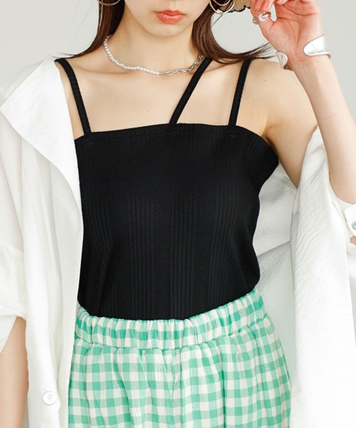 GeeRA（ジーラ）の「2WAY3ストラップランダムリブキャミソール（キャミソール・レディース・グレー/ブラウン/ブラック/アイボリー・SMALL/MEDIUM/LARGE/X-LARGE）」の7枚目の写真