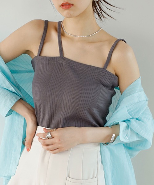 GeeRA（ジーラ）の「2WAY3ストラップランダムリブキャミソール（キャミソール・レディース・グレー/ブラウン/ブラック/アイボリー・SMALL/MEDIUM/LARGE/X-LARGE）」の10枚目の写真