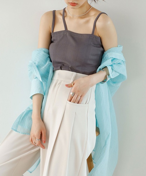 GeeRA（ジーラ）の「2WAY3ストラップランダムリブキャミソール（キャミソール・レディース・グレー/ブラウン/ブラック/アイボリー・SMALL/MEDIUM/LARGE/X-LARGE）」の11枚目の写真