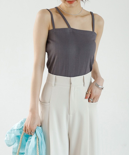 GeeRA（ジーラ）の「2WAY3ストラップランダムリブキャミソール（キャミソール・レディース・グレー/ブラウン/ブラック/アイボリー・SMALL/MEDIUM/LARGE/X-LARGE）」の12枚目の写真